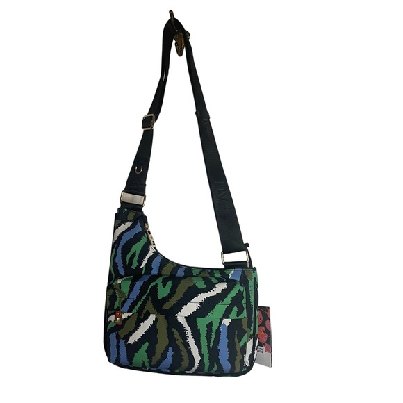 NWT DVF for Target Utility Crossbody Bag in Disco Zebra Green print 10” x 10” - Picture 1 of 5